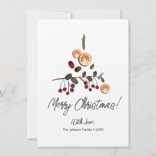 Rustic Unique Christmas Tree foliage Family Holiday Card