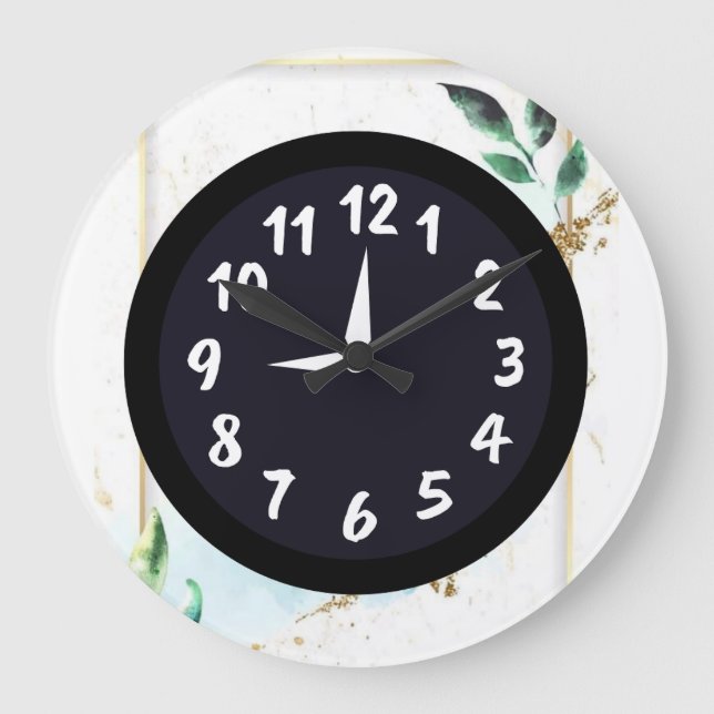 Rustic  Unique  White  Teal  Large Clock (Front)