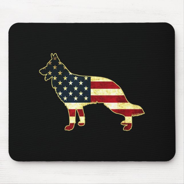 Rustic Us Flag German Shepherd Mouse Pad (Front)