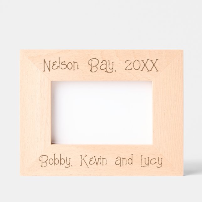 Rustic Vacation Memories Location Name Text  Etched Frames (Front)