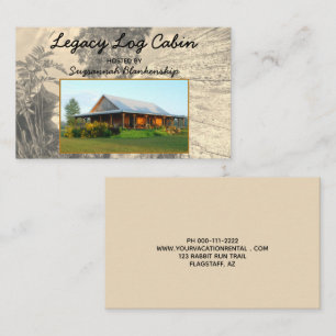 Rustic Vacation Rental Custom Photo Template Business Card