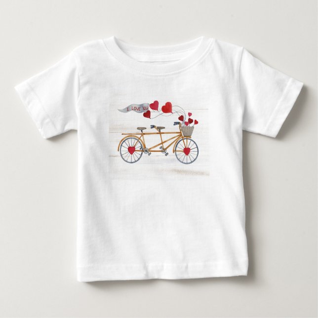 Rustic Valentine Bicycle Built For Two Baby T-Shirt (Front)