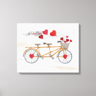 Rustic Valentine Bicycle Built For Two Canvas Print