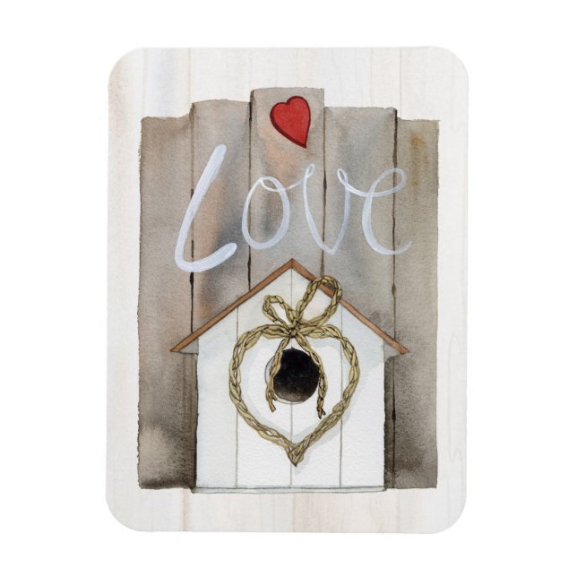 Rustic Valentine Birdhouse Magnet (Vertical)