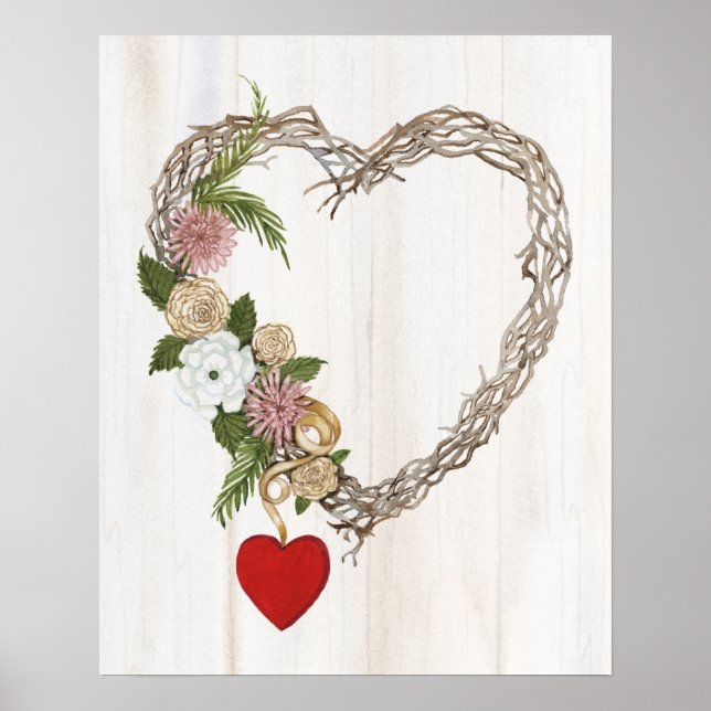 Rustic Valentine Heart Wreath I Poster (Front)