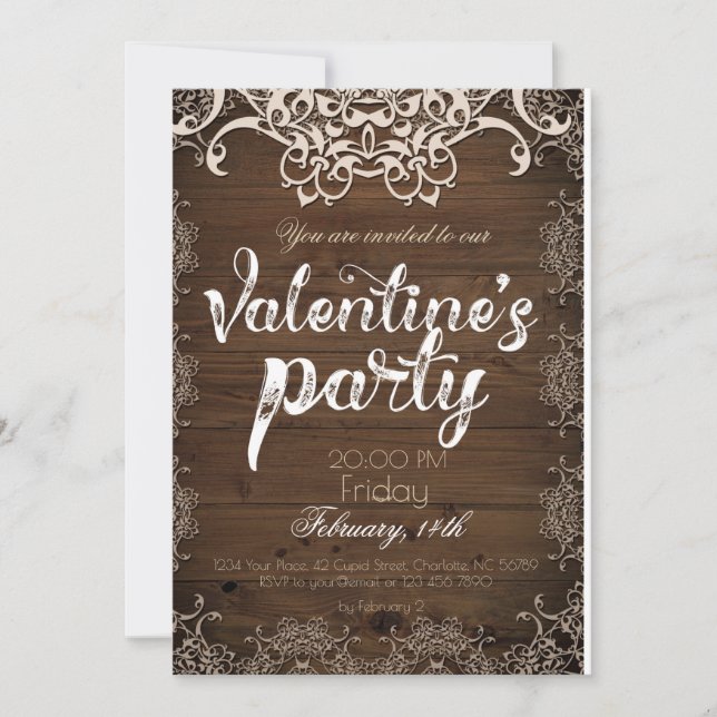 Rustic Valentine’s Day Party Invitation (Front)