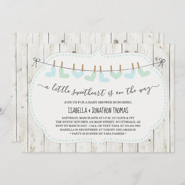 Rustic Valentines Day Boy's Baby Shower Invitation (Front/Back)