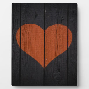 Rustic Valentines Red Heart Black Wood Outhouse Plaque