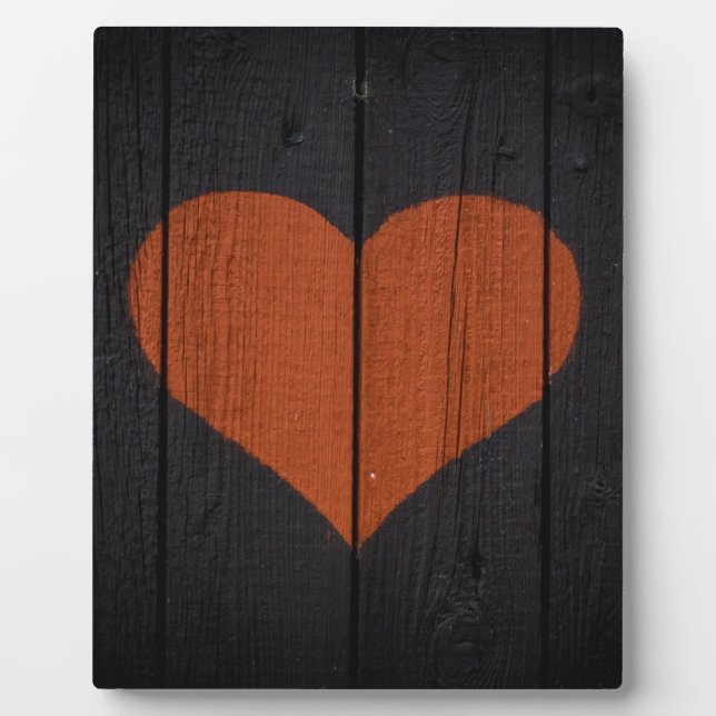 Rustic Valentines Red Heart Black Wood Outhouse Plaque (Front)