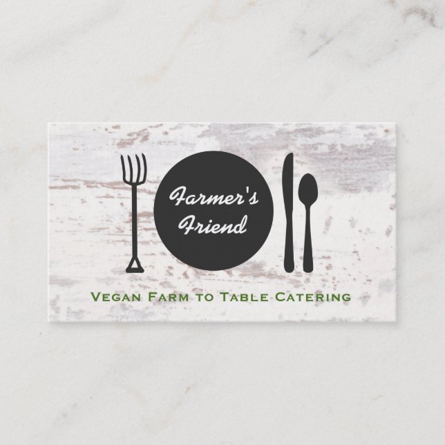 Rustic Vegetarian Farm to Table Catering Business Card (Front)
