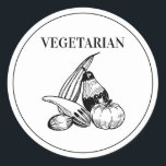 Rustic Vegetarian Wedding Meal Choice Classic Round Sticker<br><div class="desc">Elegant rustic wedding meal choice stickers - perfect to place on the back of place cards to specify your guests meal choice. Also perfect for rehearsal dinners and large family gatherings.</div>