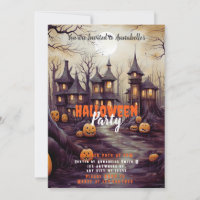Rustic Village Full Moon Pumpkins Halloween Party