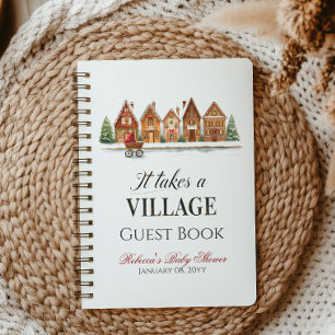 Rustic Village House Winter Baby Shower Guest Book