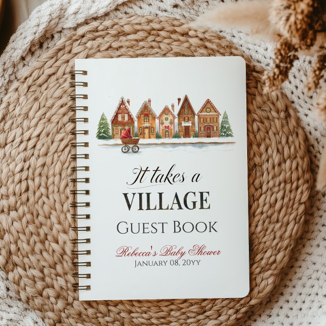 Rustic Village House Winter Baby Shower Guest Book (Creator Uploaded)