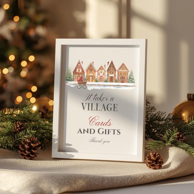 Rustic Village Houses Winter Baby Shower Favour Poster (Creator Uploaded)