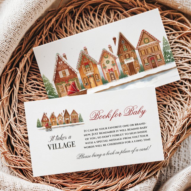 Rustic Village Winter Baby Shower Book Request Enclosure Card (Creator Uploaded)