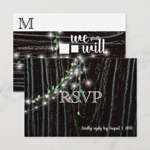 Rustic Vine & Lights RSVP Card