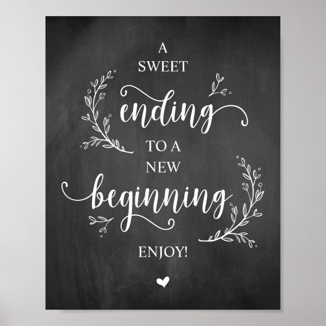 Rustic Vines, Chalkboard, Wedding Party Dessert Poster (Front)