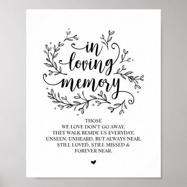 Rustic Vines In Loving Memory Poster (Front)