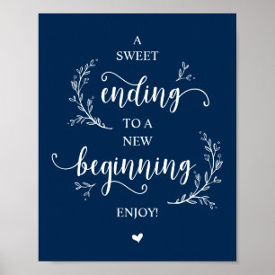 Rustic Vines, Navy Blue , Wedding Party Dessert Poster