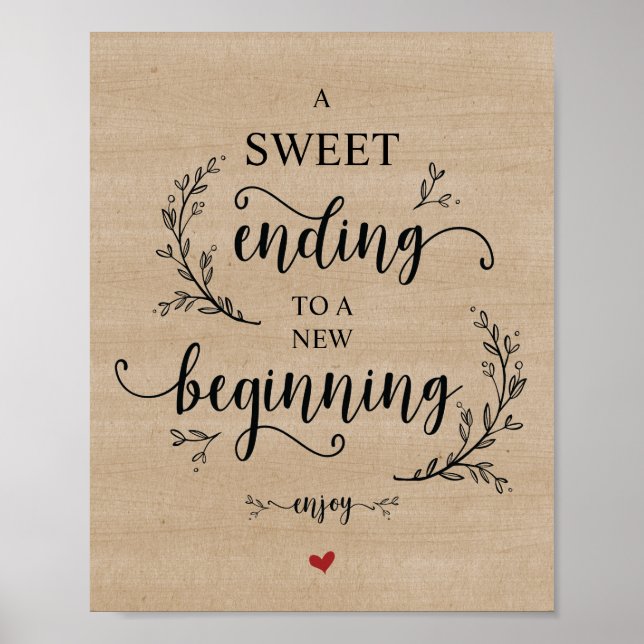 Rustic Vines Wedding Dessert sign (Front)