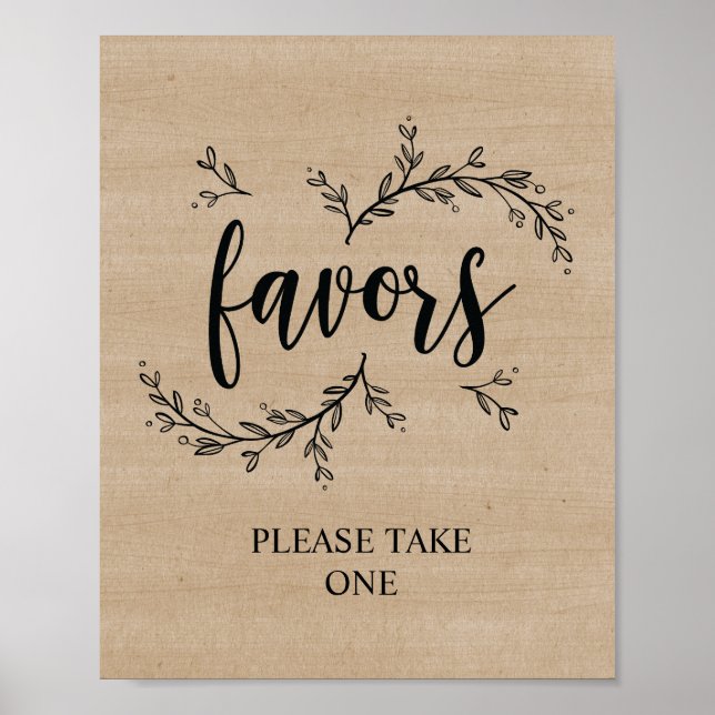Rustic Vines Wedding favours sign (Front)