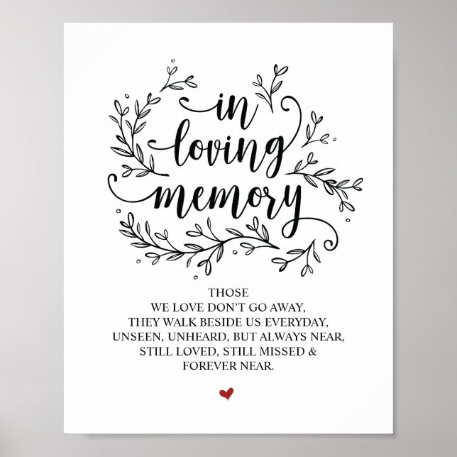 Rustic Vines Wedding In Loving Memory Sign (Front)