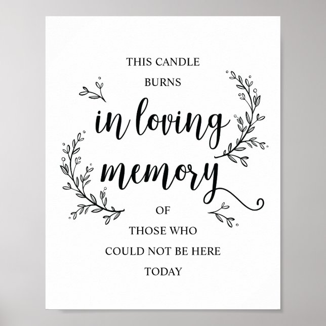 Rustic Vines Wedding Memorial (CANDLE) sign (Front)