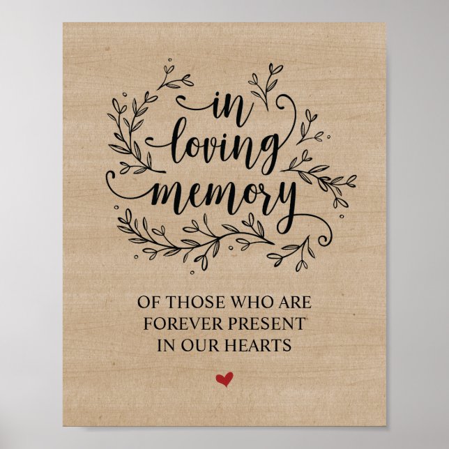 Rustic Vines Wedding Memorial Sign (Front)
