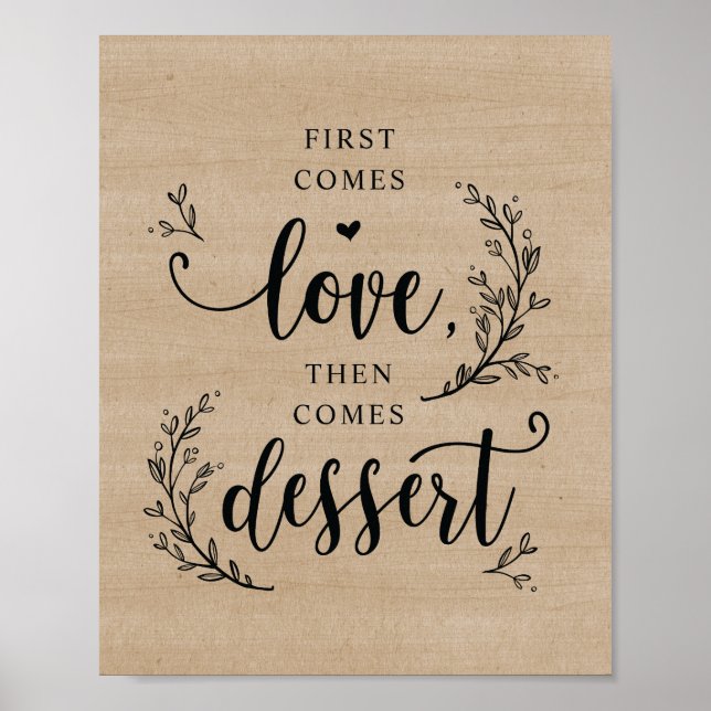 Rustic Vines Wedding Party Dessert Bar Sign Poster (Front)