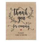 Rustic Vines Wedding Thank you Take favour sign