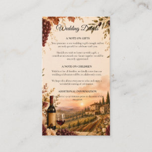 Rustic Vineyard Autumn Elegance Wedding  Enclosure Card