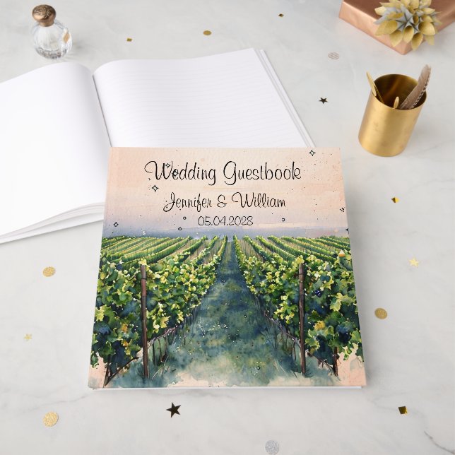 Rustic Vineyard Destination Italy Wedding   Guest Book (Front Open)