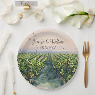 Rustic Vineyard Destination Italy Wedding Paper Plate