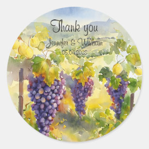 Rustic Vineyard Grapes Lemons Italy Wedding   Classic Round Sticker