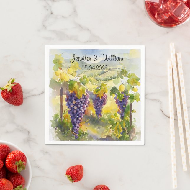 Rustic Vineyard Grapes Lemons Italy Wedding   Napkin (Insitu)