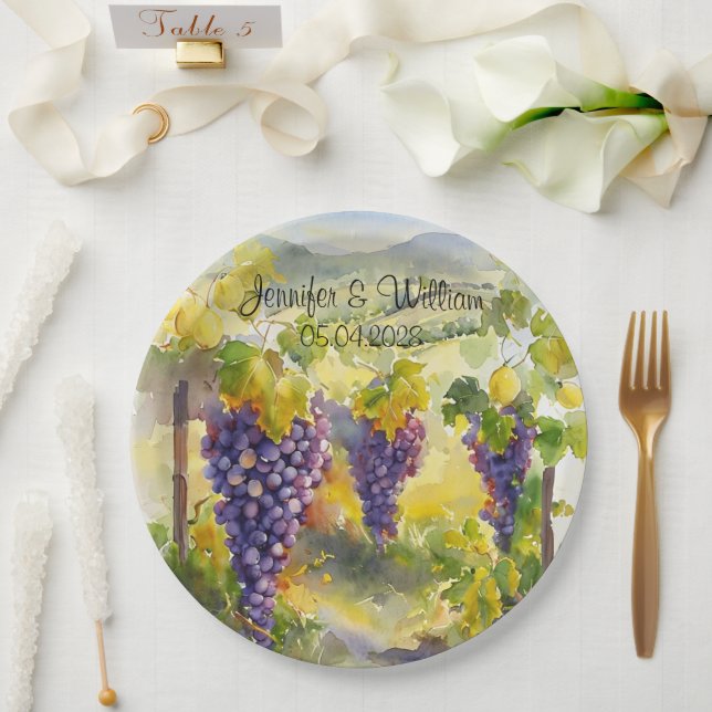 Rustic Vineyard Grapes Lemons Italy Wedding   Paper Plate (Wedding)