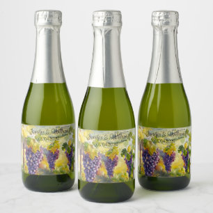 Rustic Vineyard Grapes Lemons Italy Wedding   Sparkling Wine Label
