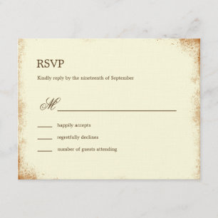 Rustic Vineyard Wedding RSVP Card - Brown