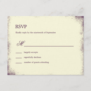 Rustic Vineyard Wedding RSVP Card - Purple