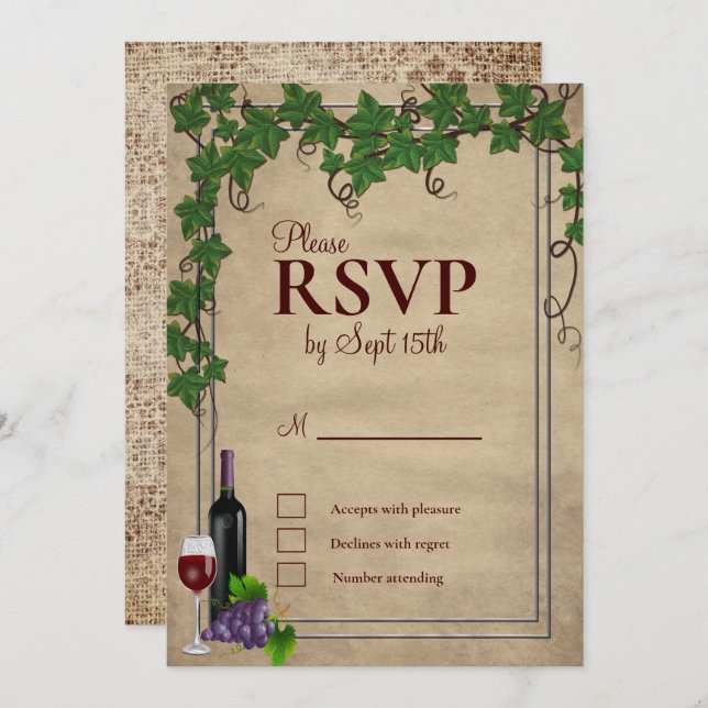 Rustic Vineyard Wedding RSVP Invitation (Front/Back)