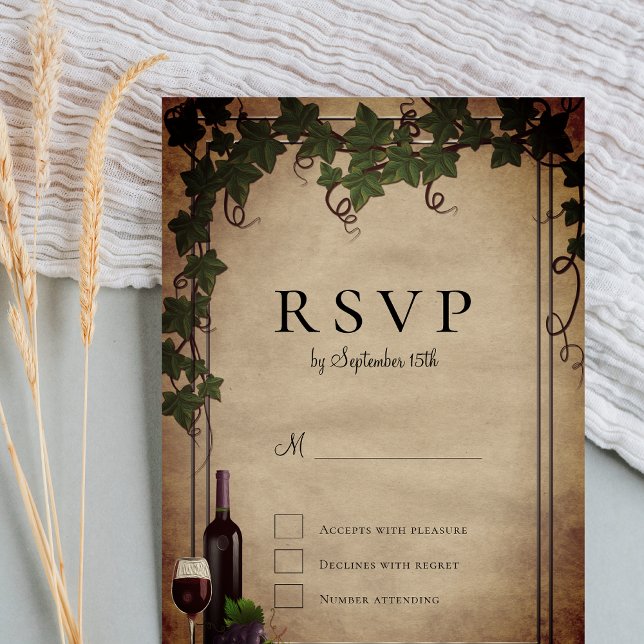 Rustic Vineyard Wedding RSVP  Invitation (Creator Uploaded)