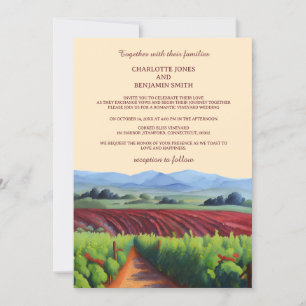Rustic Vineyard Wine Colour Wedding Invitation