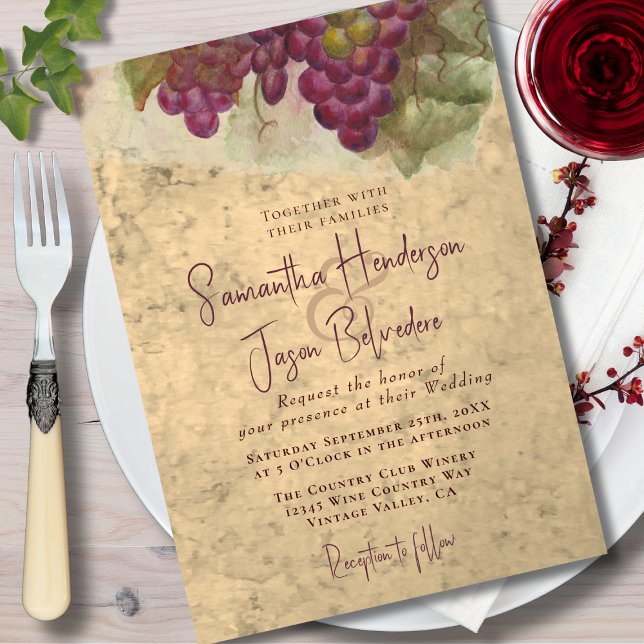 Rustic Vineyard Wine Country Wedding Invitation (Creator Uploaded)