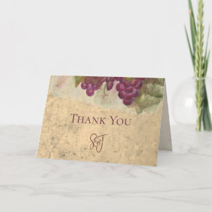Rustic Vineyard Wine Country Wedding Monogram Thank You Card