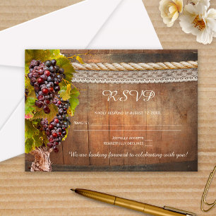 Rustic Vineyard Wine Themed Wedding RSVP Card