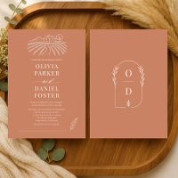 Rustic Vineyard Winery Terracotta Line Art Wedding