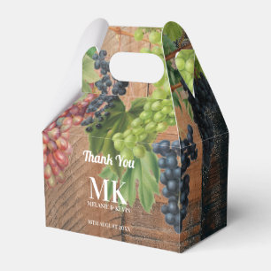 Rustic Vineyard Wood & Grapes Monogram Wedding Favour Box