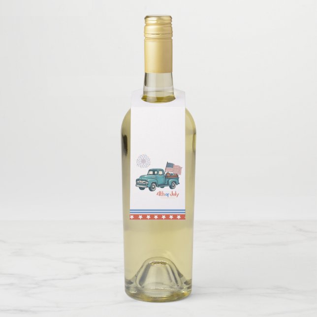 Rustic/vintage 4th of July  Bottle Tag (On Bottle)
