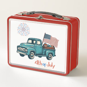 Rustic/vintage 4th of July Metal Lunch Box